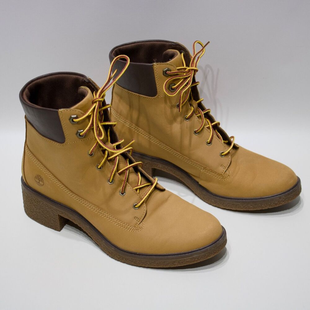 Timberland Brinda Lace-Up Heel Boot Wheat Nubuck Leather Women Size 9 Worn Once! - Picture 2 of 7